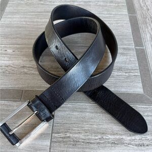 GANT Vintage Men's Black Genuine Leather Belt, Silver Buckle, Italy, Size 40